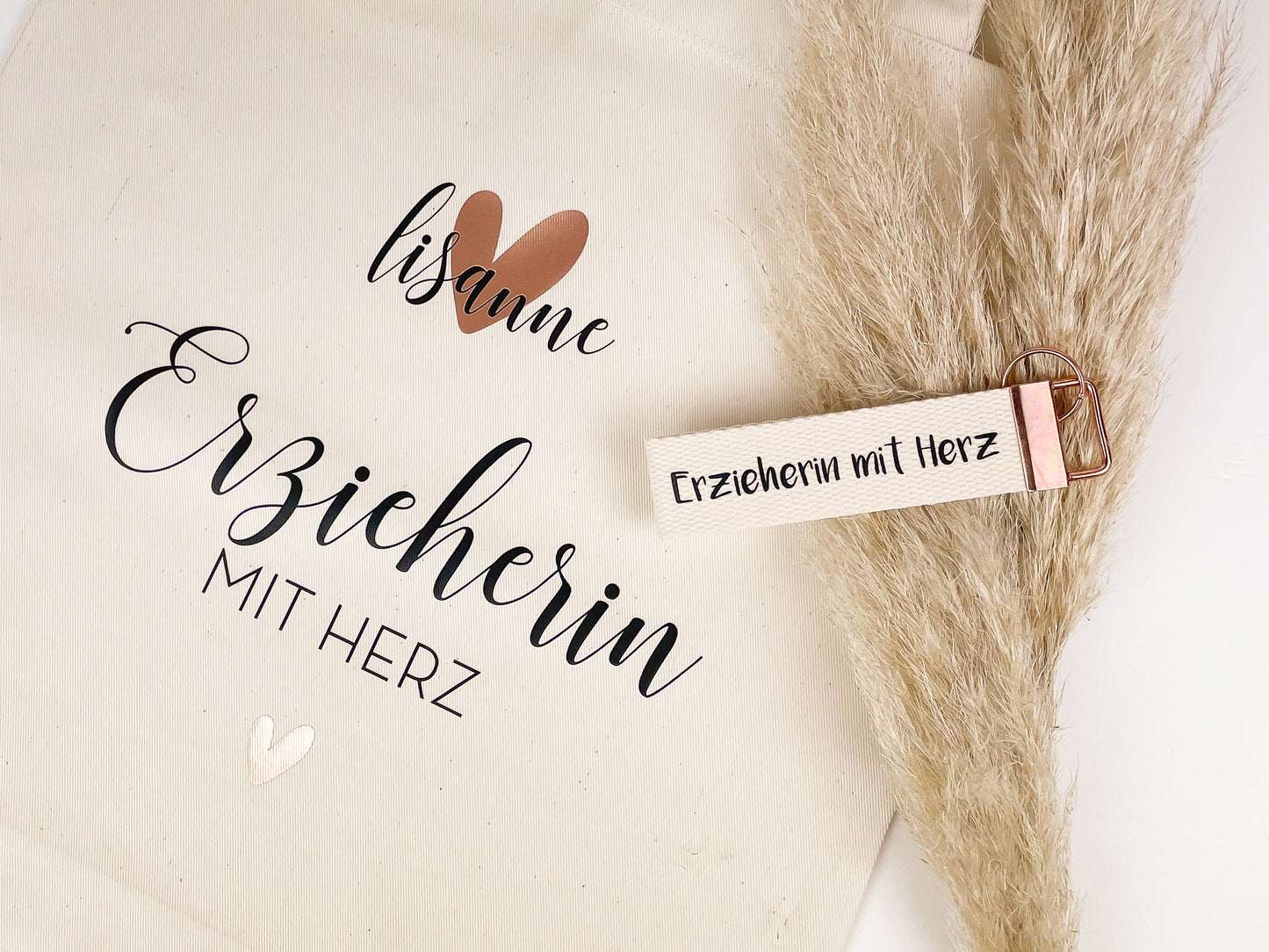 Abschiedsgeschenk * Baumwolltasche und Schlüsselanhänger im Set
