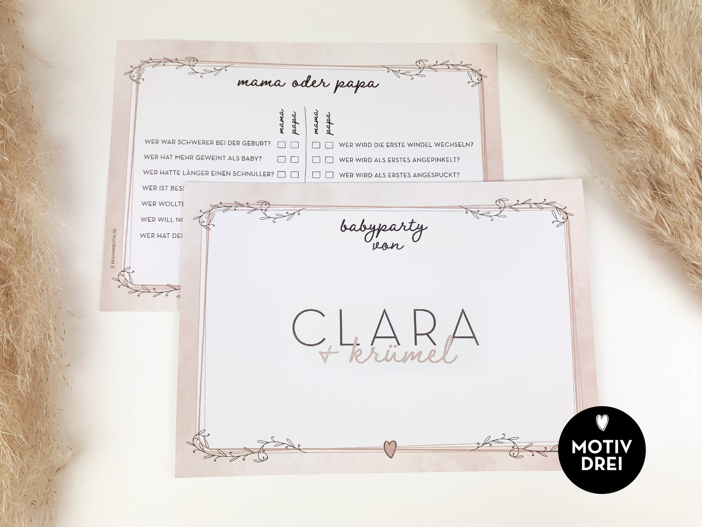 Personalisierte Spiel- und Tippkarten * Babyparty 3er Set
