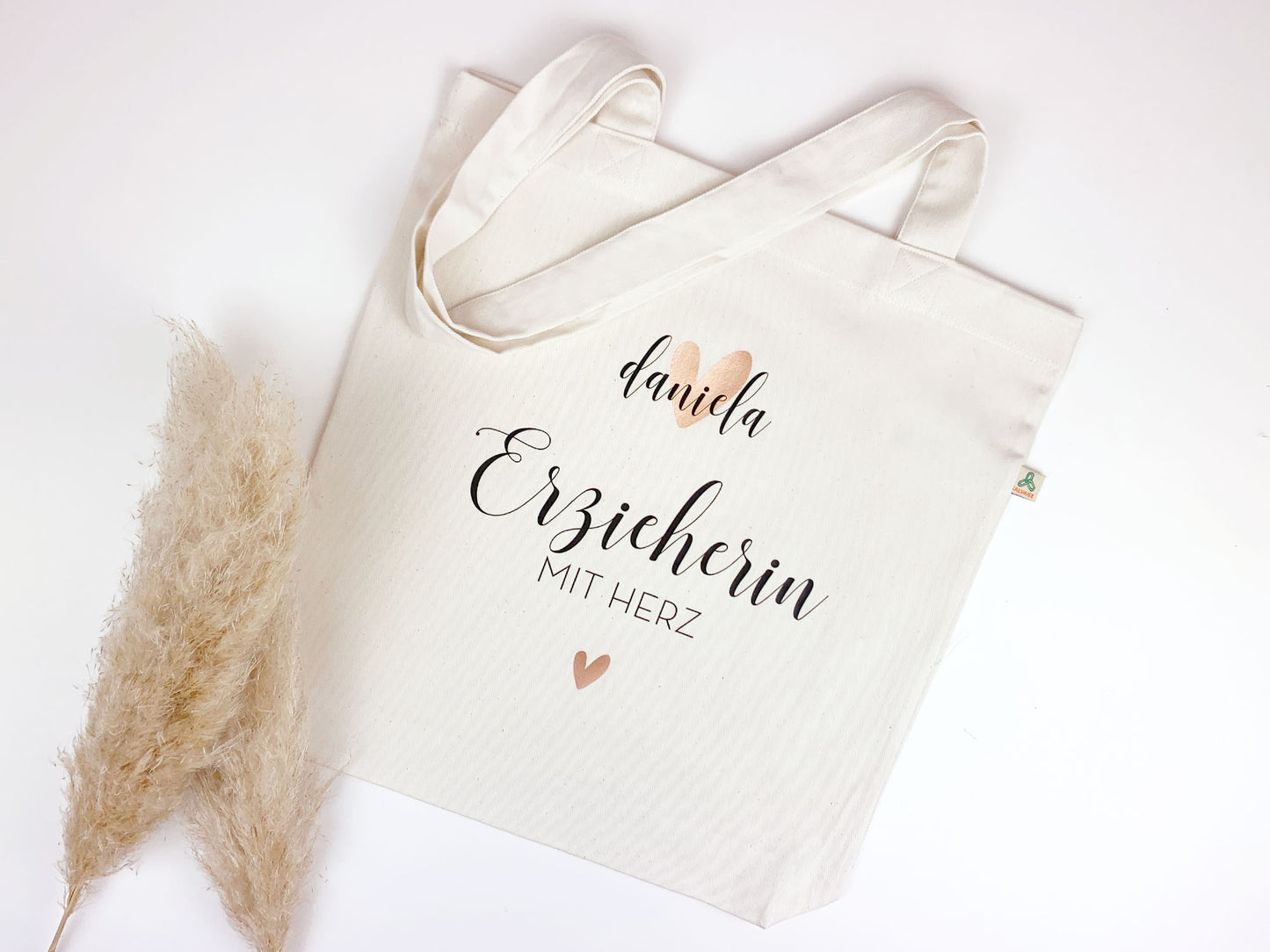 Personalisierte Baumwolltasche * Erzieherin, Hebamme, Lehrerin, Tagesmutter mit Herz