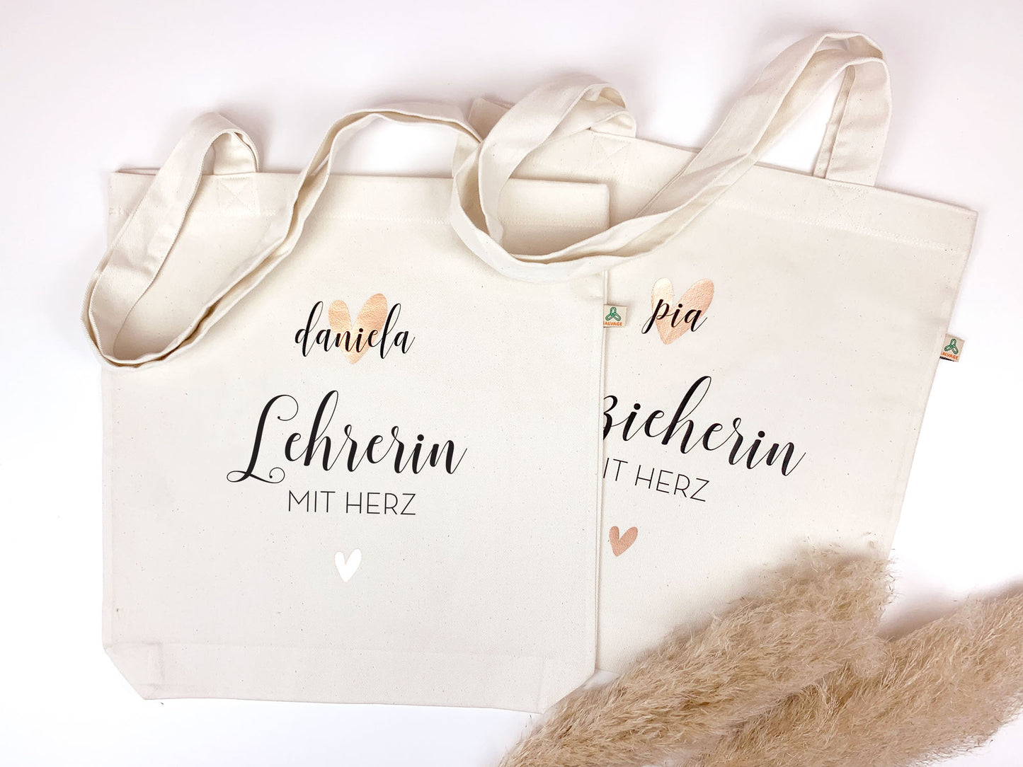 Personalisierte Baumwolltasche * Erzieherin, Hebamme, Lehrerin, Tagesmutter mit Herz