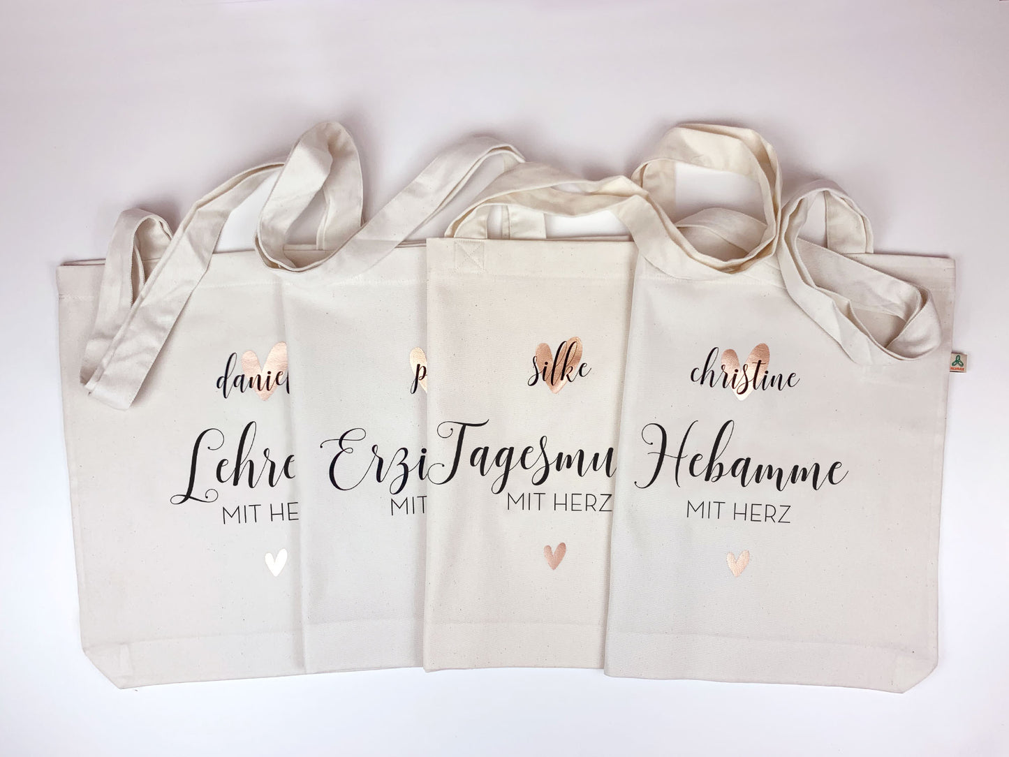 Personalisierte Baumwolltasche * Erzieherin, Hebamme, Lehrerin, Tagesmutter mit Herz